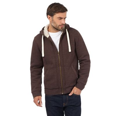 Mantaray Big and tall brown sherpa trim hoodie